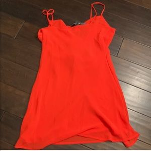 Naked Wardrobe Chiffon Mini Dress Red Orange